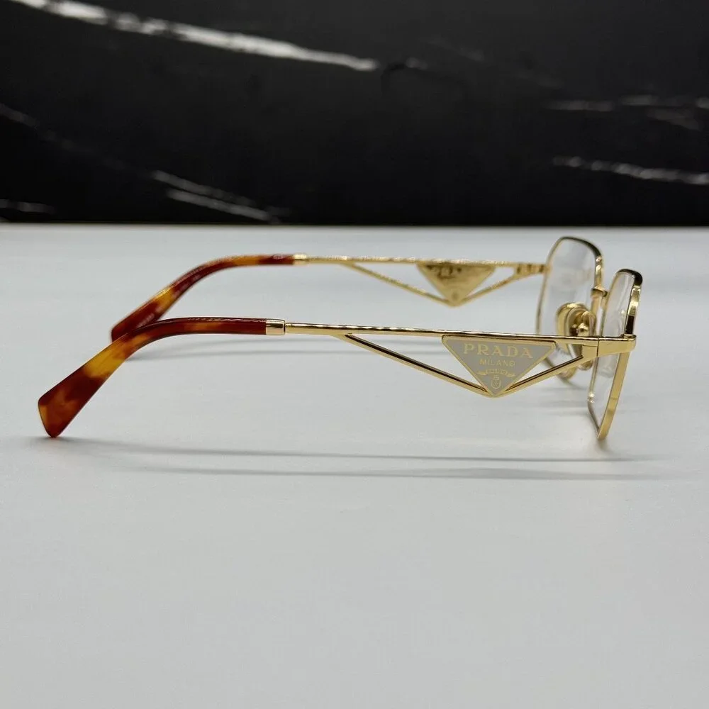 NEW PRADA PRA53V 5AK1O1 EYEGLASSES PR A53V 5AK1O1 GOLD UNISEX EYEWEAR VPR A53 5A